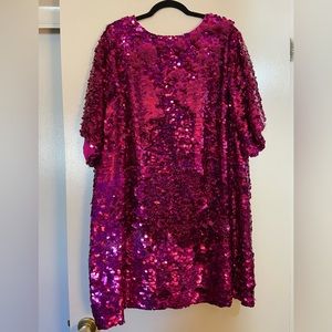 Anthropologie NWT 2X Pink Sequin Dress